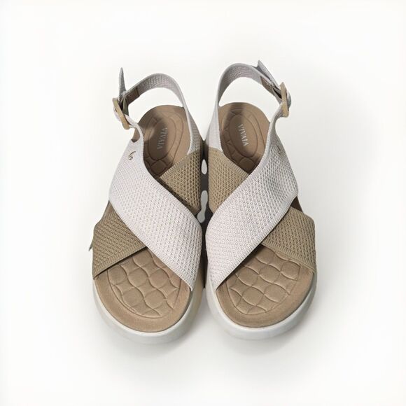 VIVAIA AdaptAll™ Sport Sandals (Kara) Cream Criss Cross Anti Slip Lightweight - Picture 2 of 9